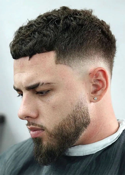 Textured Crew Cut Fade with Full Beard