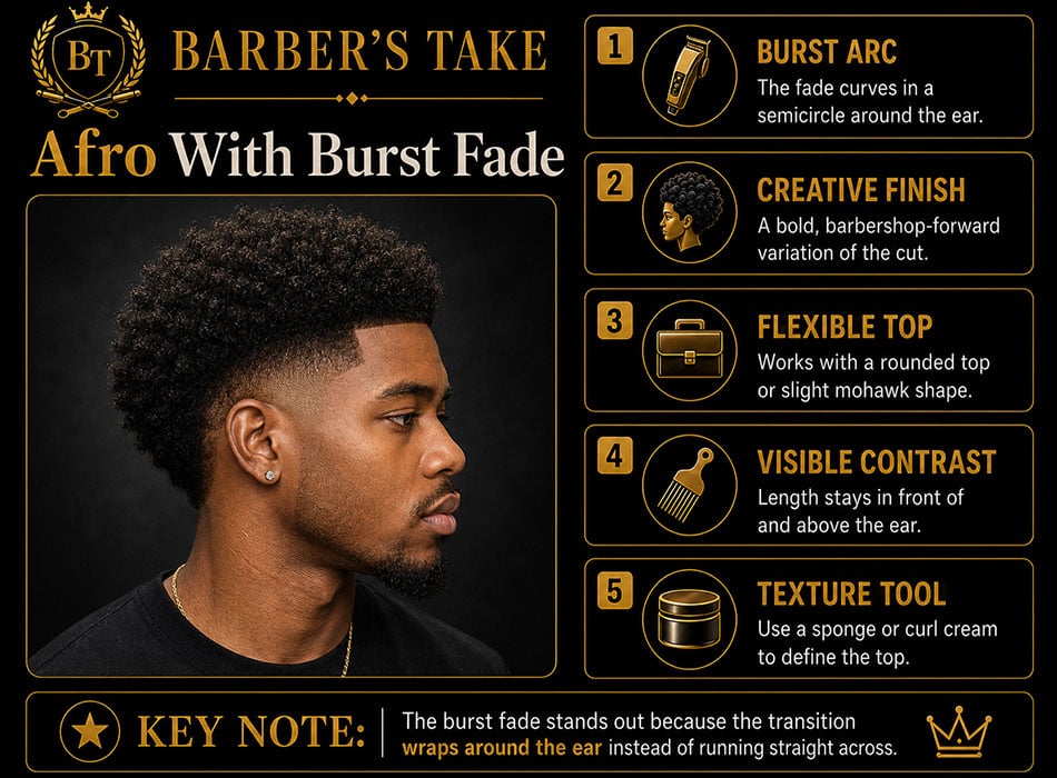 Afro with Burst Fade