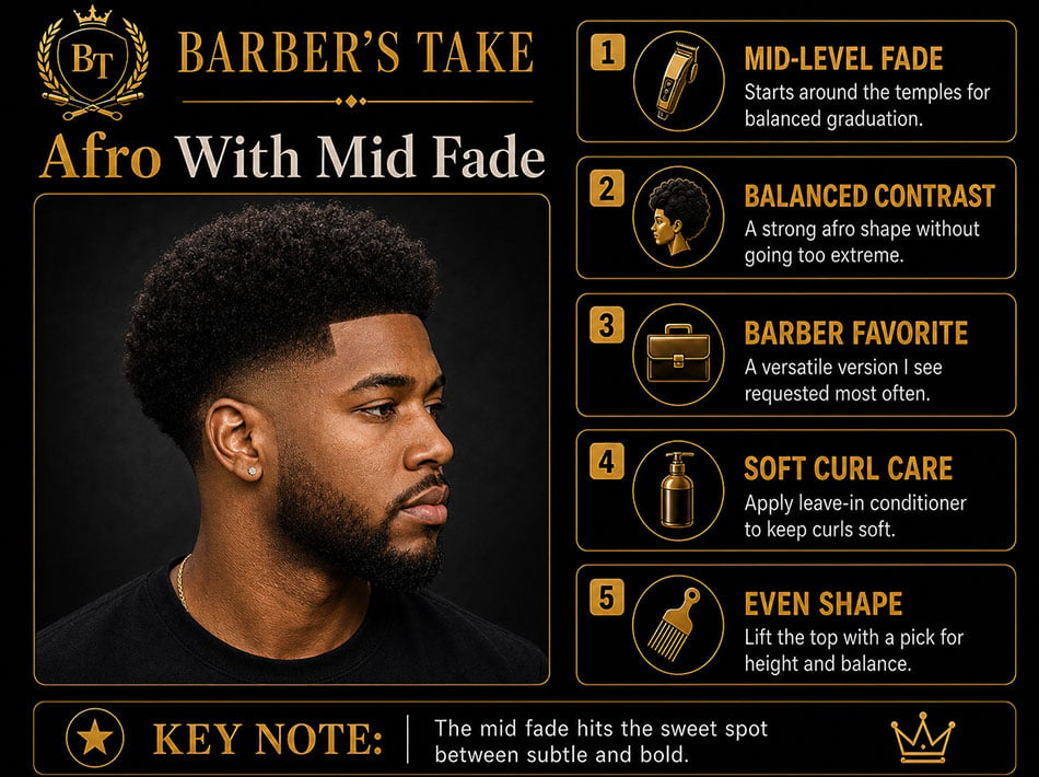 Afro with Mid Fade