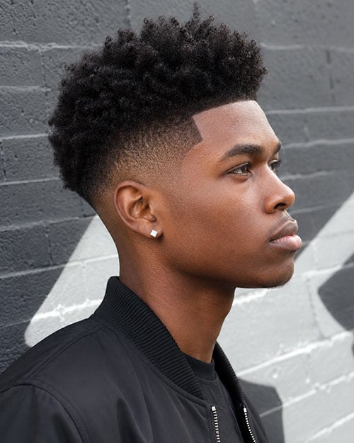 Medium Afro with Tapered Sides