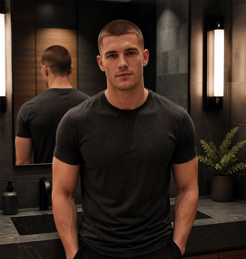 Classic Buzz Cut with A Low Taper Fade