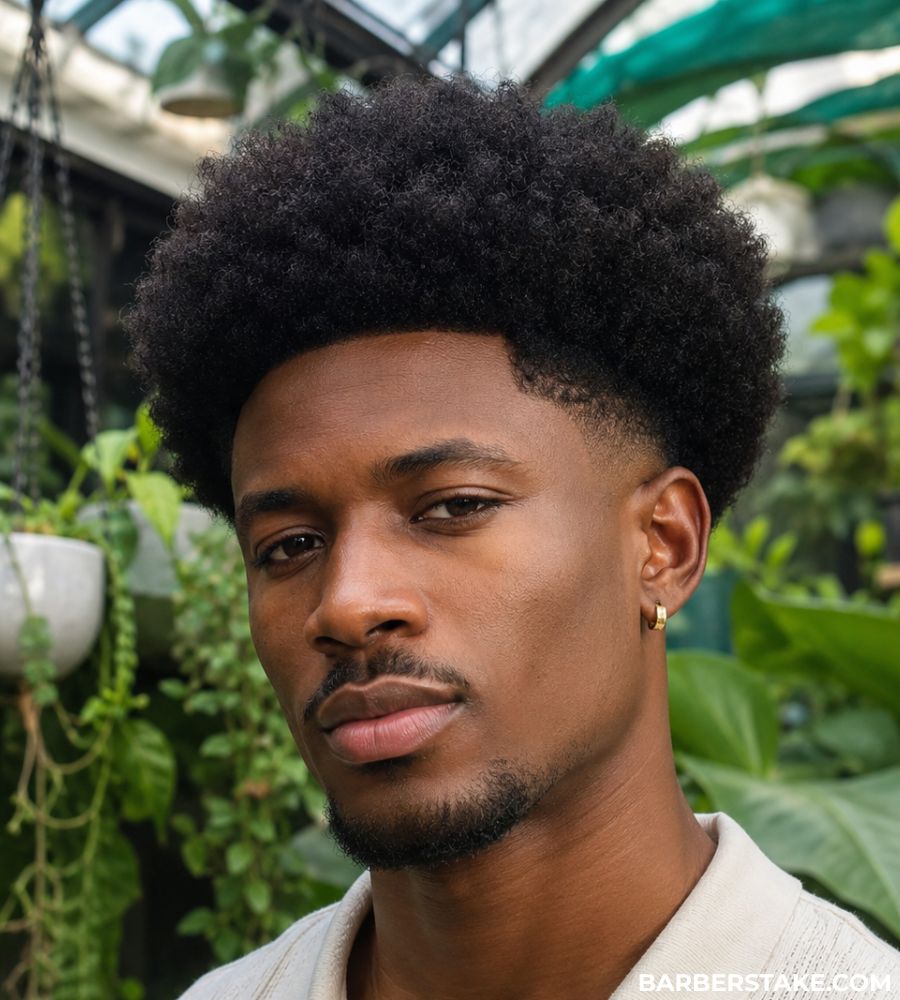 Natural Afro with Fade