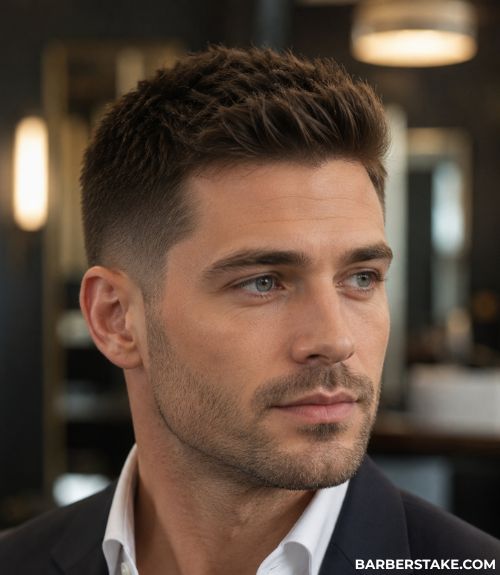 Short Brush Up with Low Taper Fade