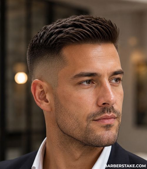 Short Side Swept Crew Cut with High Taper Fade