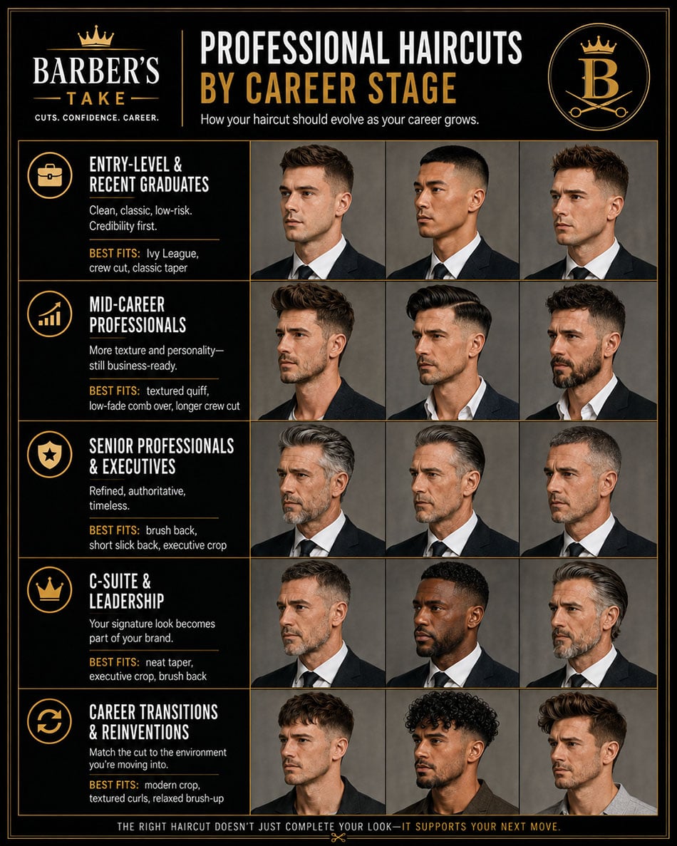 Stylish Professional Men's Haircuts by Career Stage