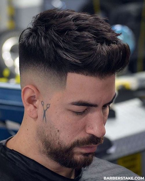 Textured Quiff with Mid Fade and Line Up