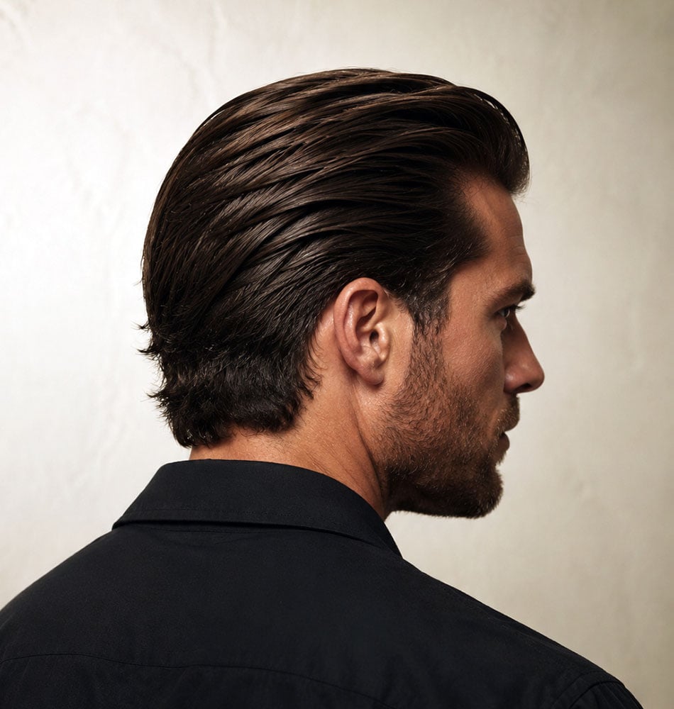Classy Long Textured Brush Back Haircuts For Men